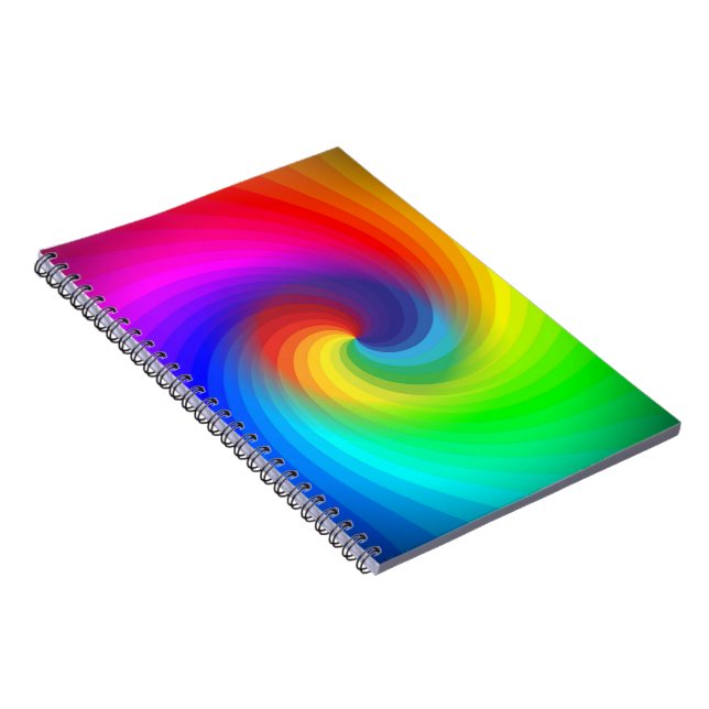 Cute Colourful Tie Dye Rainbow Swirl Art Pattern Notebook (Right Side)