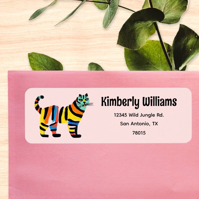 Cute Colourful Tiger Jungle Cat Return Address (Creator Uploaded)