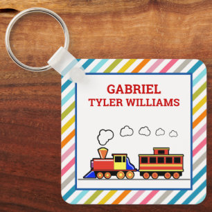 Cute Colourful Toy Train Kids Name Keychain