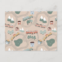 Cute Colourful Trains on Train Tracks Kids Pattern