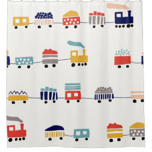 Cute, colourful trains seamless pattern.