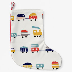 Cute, colourful trains seamless pattern. small christmas stocking