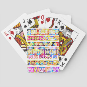 Cute colourful tribal aztec pattern playing cards