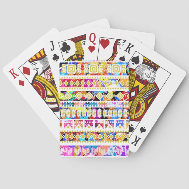 Cute colourful tribal aztec pattern playing cards (Back)