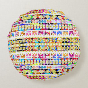 Cute colourful tribal aztec pattern round pillow