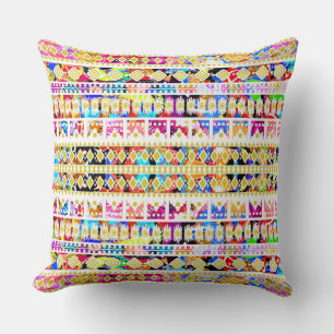 Cute colourful tribal aztec pattern throw pillow