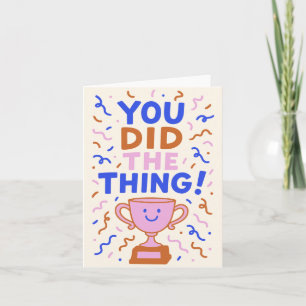 Cute Colourful Trophy Graduation Congratulations Card