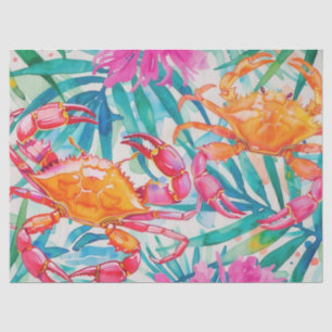 Cute Colourful Tropical Watercolor Crabs Tissue Paper