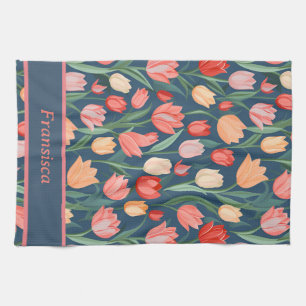 Cute Colourful Tulips Ai Generated Pattern Name Kitchen Towel