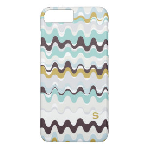 Cute colourful turquoise abstract pattern monogram iPhone 8 plus/7 plus case