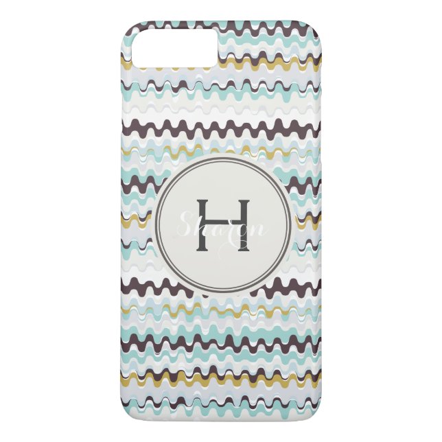 Cute colourful turquoise abstract pattern monogram Case-Mate iPhone case (Back)
