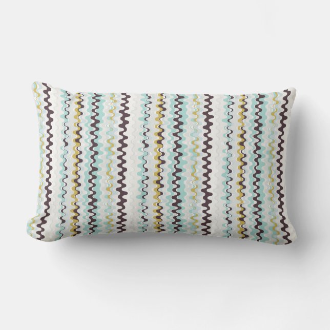 Cute colourful turquoise abstract pattern monogram lumbar pillow (Front)