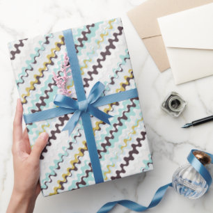 Cute colourful turquoise abstract pattern monogram wrapping paper