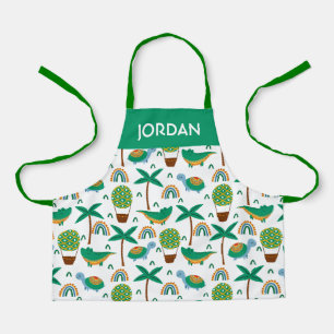Cute Colourful Turtle Alligator Rainbow Pattern Apron