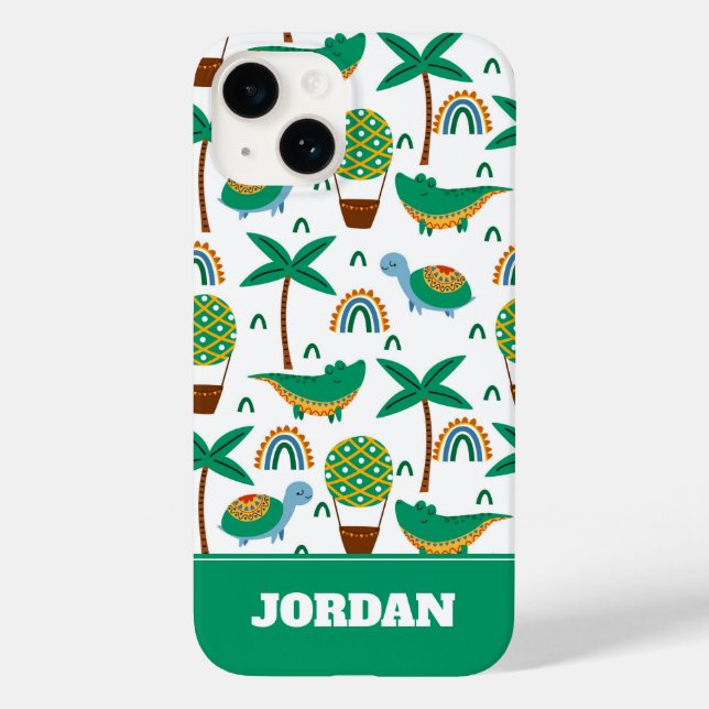 Cute Colourful Turtle Alligator Rainbow Pattern Case-Mate iPhone Case (Back)