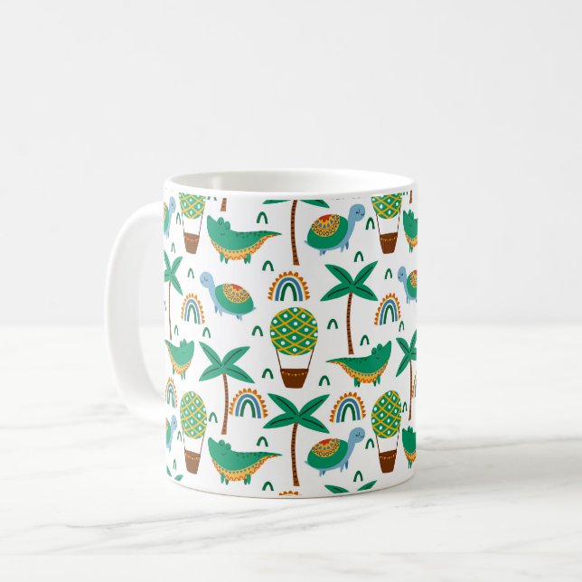 Cute Colourful Turtle Alligator Rainbow Pattern Coffee Mug (Front Left)