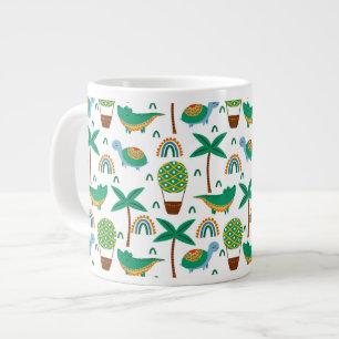 Cute Colourful Turtle Alligator Rainbow Pattern Large Coffee Mug