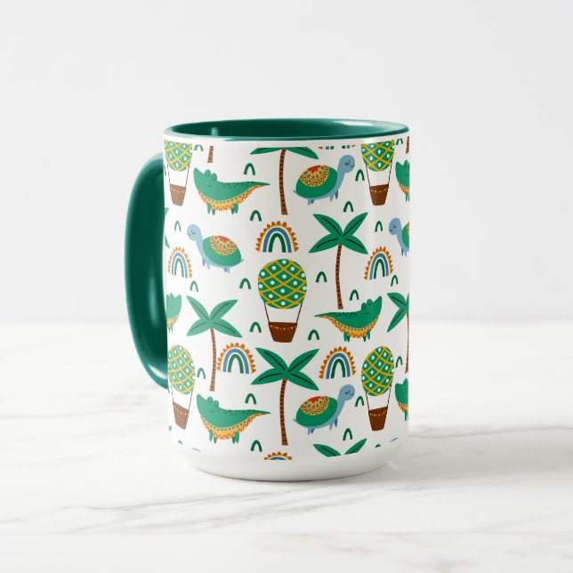Cute Colourful Turtle Alligator Rainbow Pattern Mug (Front Left)