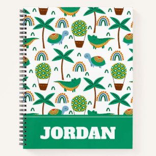 Cute Colourful Turtle Alligator Rainbow Pattern Notebook
