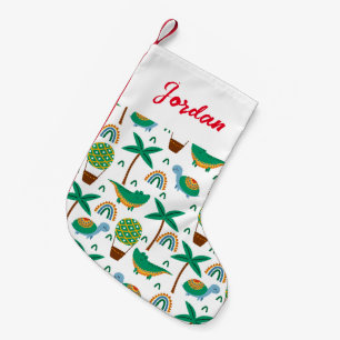 Cute Colourful Turtle Alligator Rainbow Pattern Small Christmas Stocking