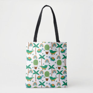 Cute Colourful Turtle Alligator Rainbow Pattern Tote Bag