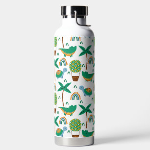 Cute Colourful Turtle Alligator Rainbow Pattern Water Bottle