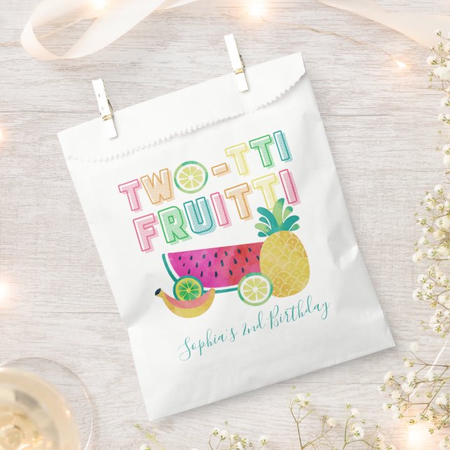 Cute Colourful Twotti Frutti 2nd Birthday Favour Bag (Clipped)