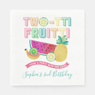 Cute Colourful Twotti Frutti 2nd Birthday Napkin