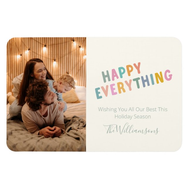 Cute Colourful Typography Happy Everything Photo H Magnet (Horizontal)