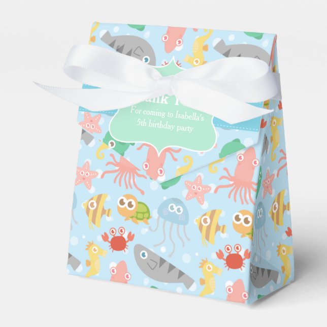 Cute, Colourful Underwater Animals Pattern Favor Box (Front Side)