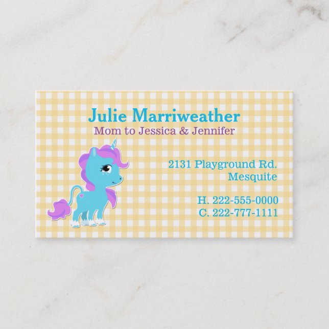 Cute Colourful Unicorn Custom Mommy Card (Front)