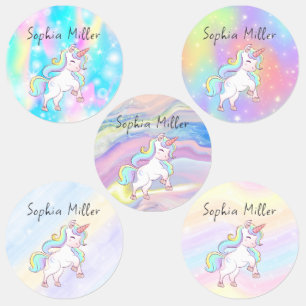 Cute Colourful Unicorn Custom Name Labels