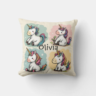 Cute Colourful Unicorn Doodles Toddler T-shirt Throw Pillow