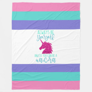 Cute Colourful Unicorn Fleece Blanket