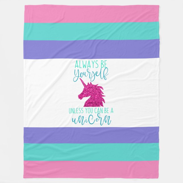 Cute Colourful Unicorn  Fleece Blanket (Front)