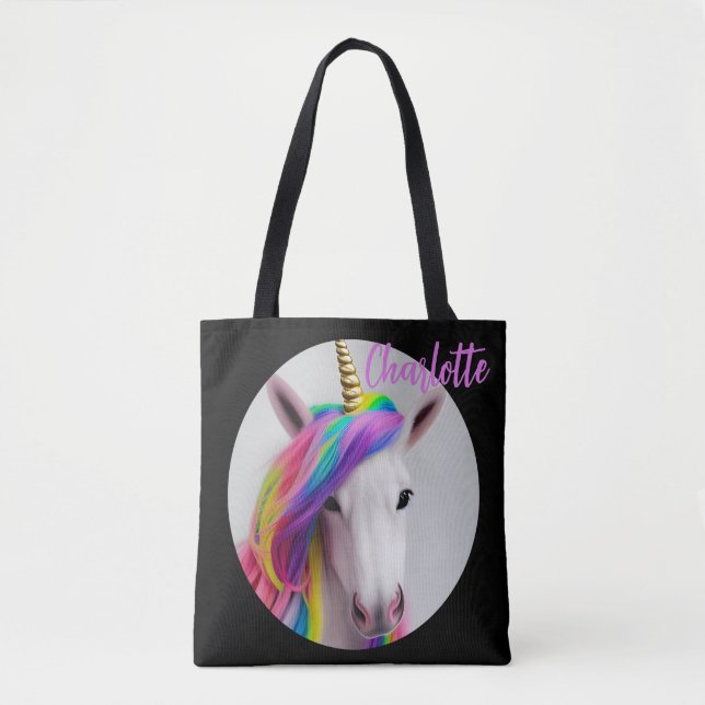 Cute Colourful Unicorn Girly  Tote Bag (Front)
