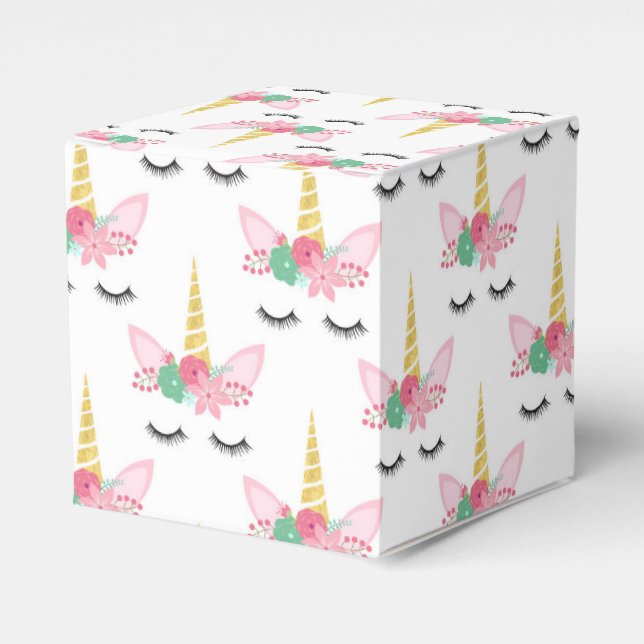 Cute Colourful Unicorn Pattern for Birthday Party Favor Box (Front Side)