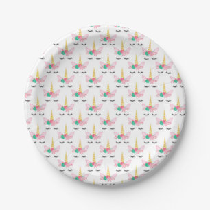 Cute Colourful Unicorn Pattern for Birthday Party Paper Plate