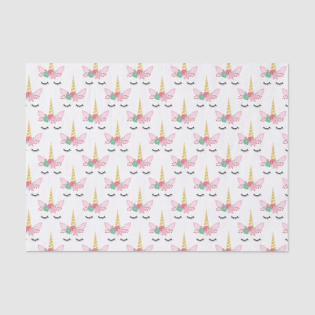 Cute Colourful Unicorn Pattern for Birthday Party Tissue Paper (Front)