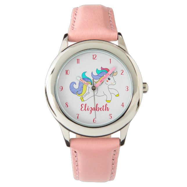 Cute Colourful Unicorn Personalized Kids Watch (Front)