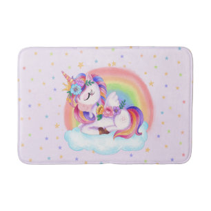 Cute Colourful Unicorn Rainbow  Bath Mat