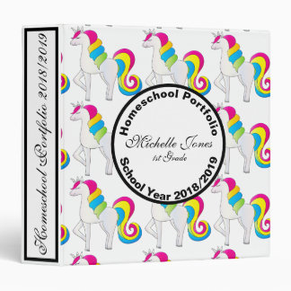 Cute Colourful Unicorns Homeschool Portfolio Name Binder