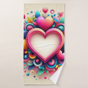 Cute Colourful Valentine's Day heart Bath Towel