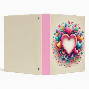 Cute Colourful Valentine's Day heart Binder