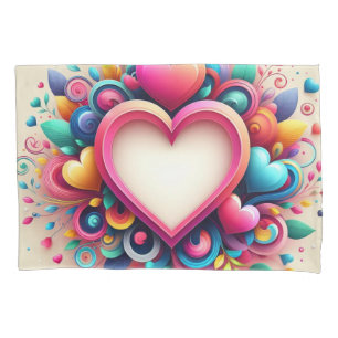 Cute Colourful Valentine's Day heart Pillowcase