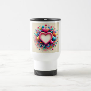 Cute Colourful Valentine's Day heart Travel Mug