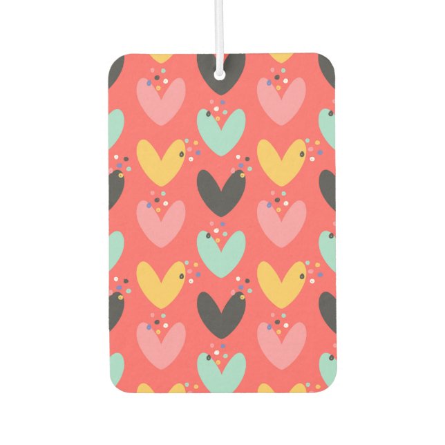 Cute colourful Valentines hearts pattern Air Freshener (Front)