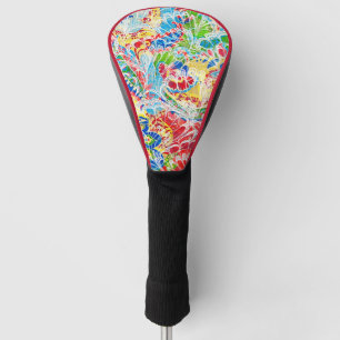 Cute colourful vintage floral golf head cover