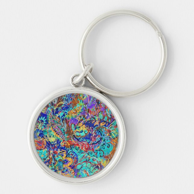 Cute colourful vintage floral keychain (Front)