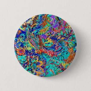 Cute colourful vintage floral pattern 2 inch round button